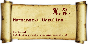 Marsinszky Urzulina névjegykártya
